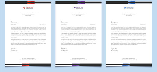 Simple abstract clean creative elegant modern professional company corporate identity minimal business style letterhead template design with standard sizes.
