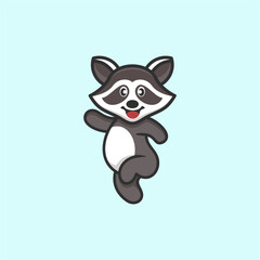 cute raccoon standing logo design