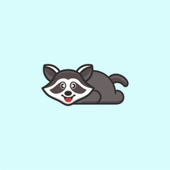 cute raccoon sleeping logo design