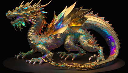 Obraz premium The Mystical Power of the Golden Dragon: Unlock Your Fortune