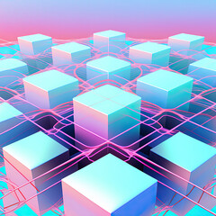 ai generated  illustration of Cloud computing concept in pastel color .