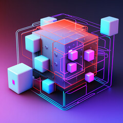 ai generated  illustration of Cloud computing concept in pastel color .