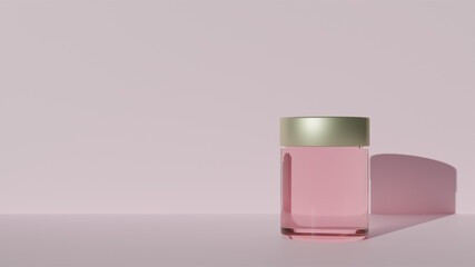 pink plain cosmetic package on pink background 3D