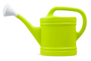 Colorful green Plastic Watering Can, isolated on white background , spring time concept for home garden or vegetable garden and plants care