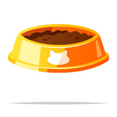 Bowl of cat food vector isolated illustration