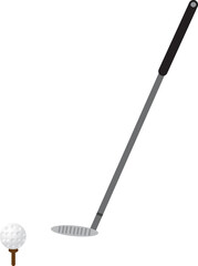 Cute funny golf Ball and stick golf kawaii character icon isolated