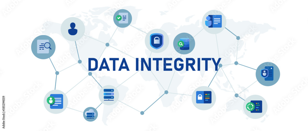 Poster data integrity database information consistency vector illustration