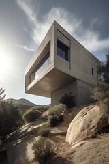 Obraz na płótnie Canvas Modern Concrete House Generative AI