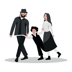 Happy Jewish family on white background