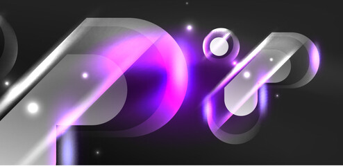Abstract background glowing neon light geometric shapes. Space cosmic or magic energy vector wallpaper For Wallpaper, Banner, Background, Card, Book Illustration, landing page