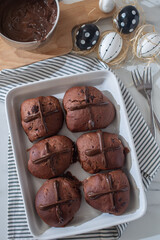 chocolate orange hot cross buns..traditional easter pastries