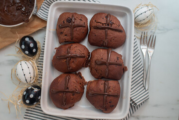 chocolate orange hot cross buns..traditional easter pastries