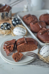 chocolate orange hot cross buns..traditional easter pastries