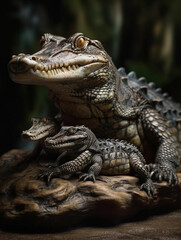 Fototapeta premium Alligator family in the river