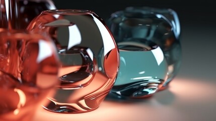 レンズブラー効果のあるガラス形状のダイナミックなコンポジションGenerativeAI