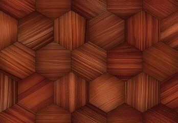 Brown wooden hexagonal tiles makes smooth surface. Mosaic textured background.