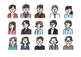 さまざまな年齢性別の会社員のアイコンイラスト