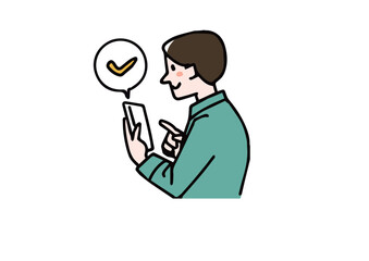 スマホでチェックする男性のイラスト