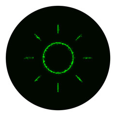 Brightness icon of green lights on black background