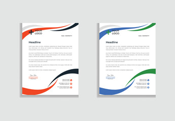 
Medical doctor healthcare letterhead design template with green blue orange color