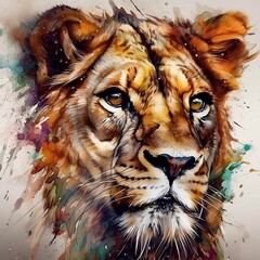 Lion digital oil painting style art