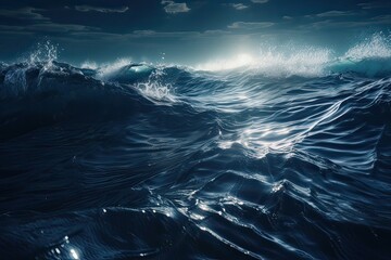 Fototapeta premium Dark water and moody skies. Generative Ai.