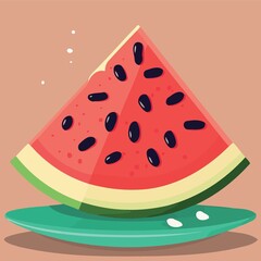 watermelon fruit slice with seeds created with Generative AI technology