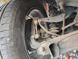 Rear car suspension a rear wheel the old