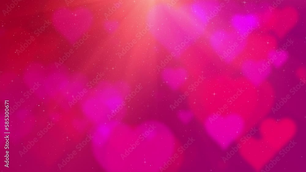 Poster happy valentine decoration theme with de-focused floating hearts and particles loop background anima