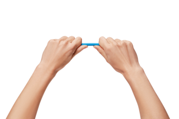 hands holding a bar of blue color