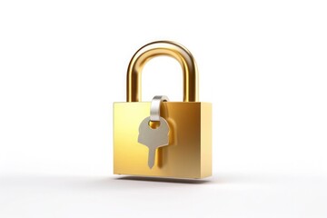 Security metal padlock on white locked background safe key lock protection izolated generative ai