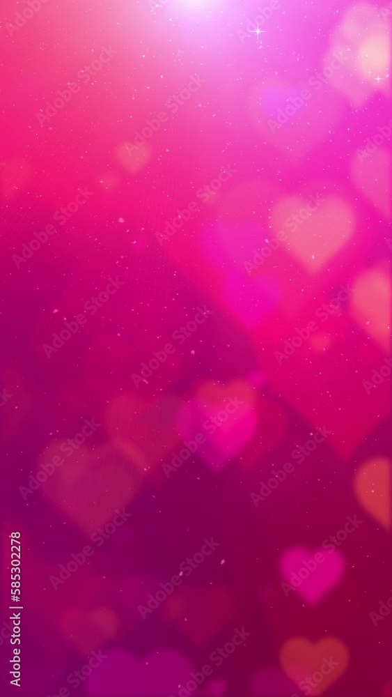 Poster happy valentine decoration theme with de-focused floating hearts and particles loop background anima