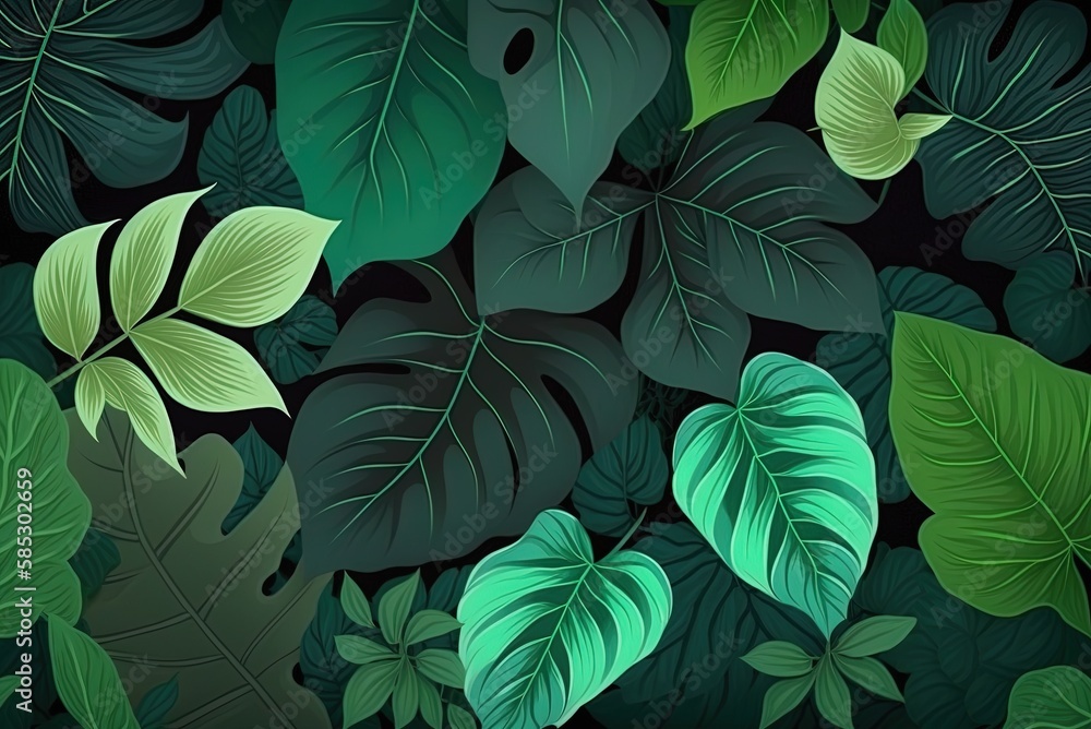 Poster trees and plants with green leaves as a backdrop generative ai