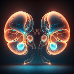 Human kidneys Medical and health care conceptual illustration, 3d render, Generate Ai.