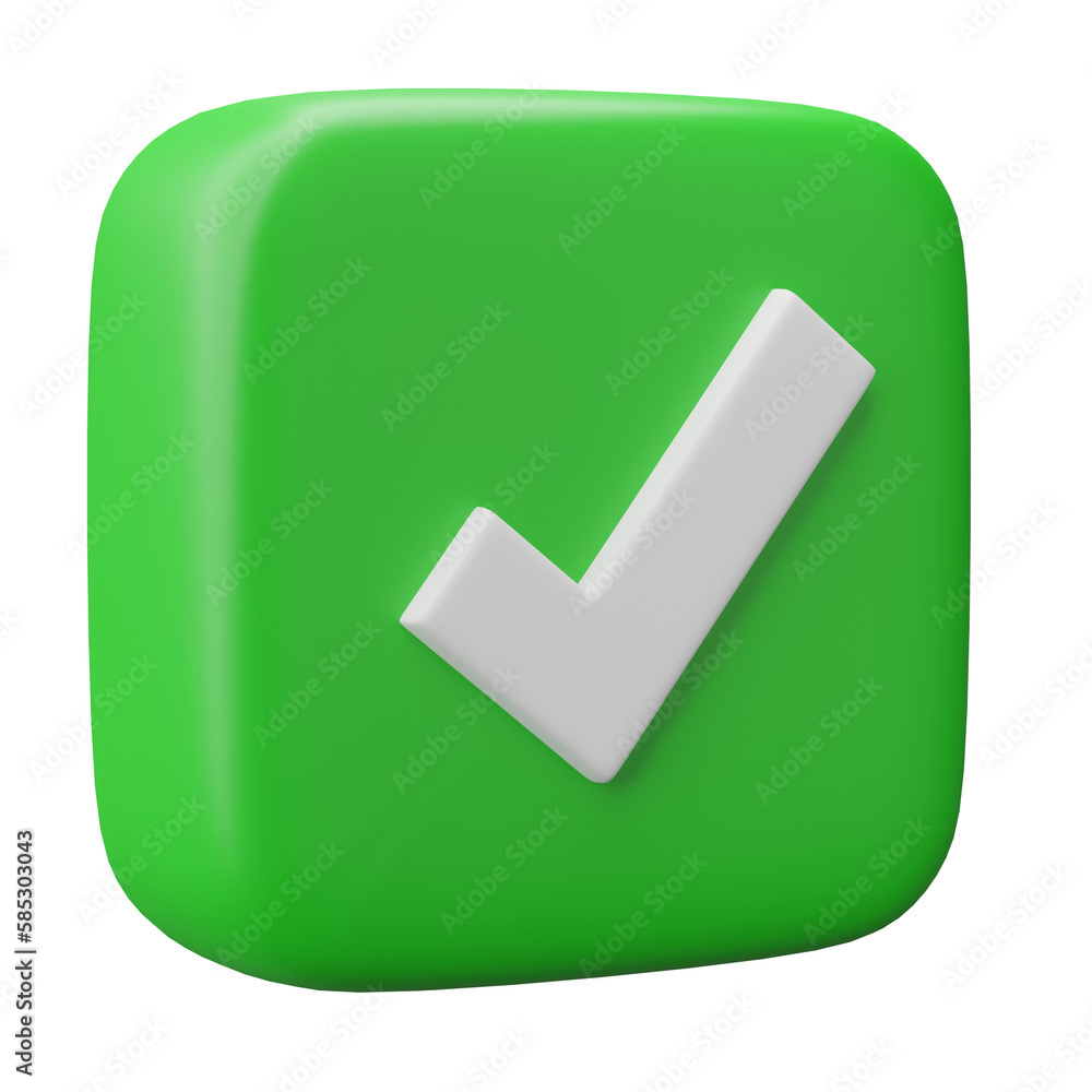 Poster check mark icon 3d render, isolated on transparent background