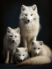 Naklejka na ściany i meble Buetifeaul Portrait of Arctic fox family