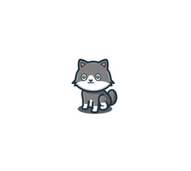 Cute cat kitten grey mascot logo