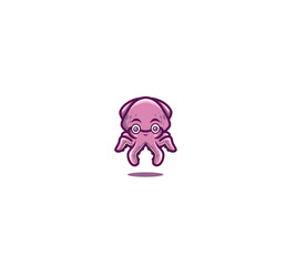 Cute squid mascot logo illustration