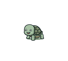 Cute tortoise mascot logo illustration