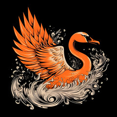 Obraz premium Orange You Glad for Graceful Swans