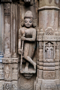 12 March 2023, Pune, India, Trishund Ganpati Temple, Over 250 year old temple, It is highly decorated with figures, animals, and mythological stories, creatures.