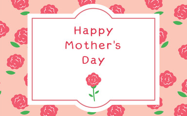 母の日　カーネーションで飾った母の日のバナー　英語