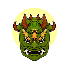 the traditional japanese demon oni mask illustration
