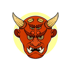 the traditional japanese demon oni mask illustration