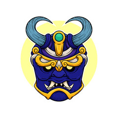 the traditional japanese demon oni mask illustration