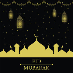Eid Mubarak Islamic background template. Eid Mubarak greeting Card Illustration wishing for Islamic festival for banner, poster, background, flyer, illustration, brochure and sale background