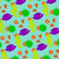 Vector pattern of Sea creatures.