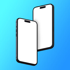 floating 3d isometric mobile phones with screen mockup digital smartphones uiux app illustration image with gradient background