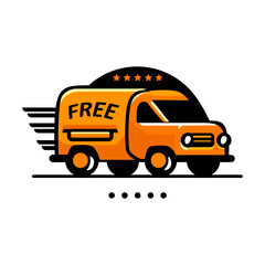 Fast delivery service. Delivery logo with image of a car. Delivery truck icon. Vector illustration
