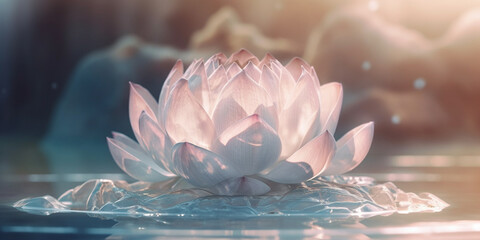 a transparent body sitting in lotus posistion, meditating Generative AI - obrazy, fototapety, plakaty
